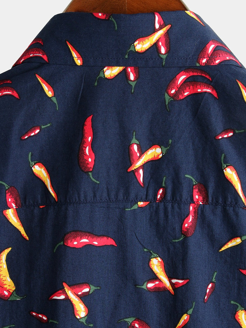Chemise à manches courtes en coton Red Hot Chili Pepper pour homme
