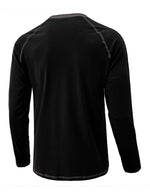 T-shirt à manches longues décontracté à col Henry pour hommes