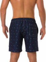 Short de Plage Décontracté Imprimé Baleine pour Homme Maillot de Bain Bleu Marine