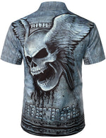 Veste en jean pour homme Crâne graphique Costume de soirée à thème gothique Cool Art Halloween Chemise à manches courtes