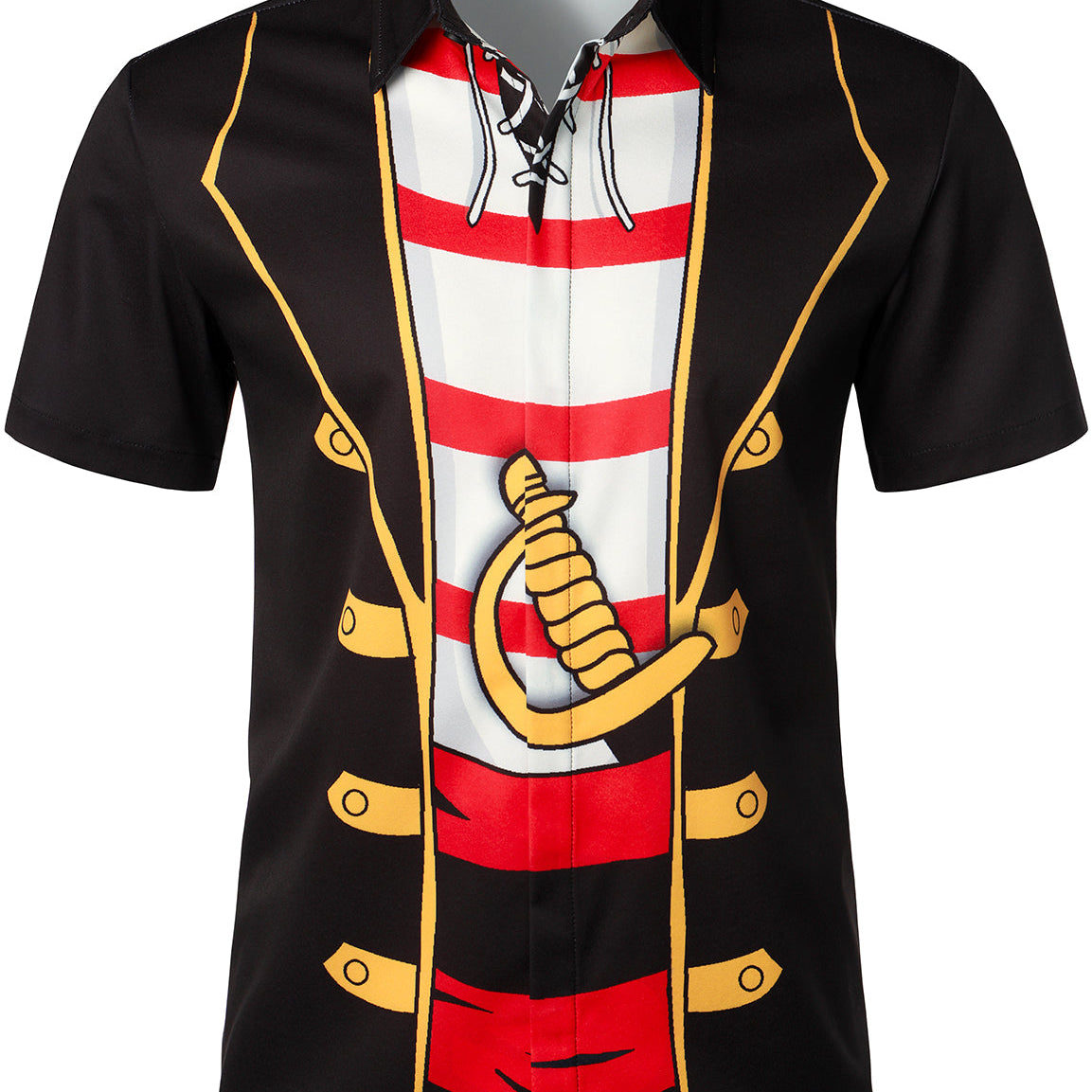 Chemise à manches courtes pour homme Pirate Graphic Costume Art Black Halloween Costume Party