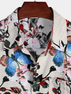 Chemise à manches courtes à imprimé floral papillon pour hommes