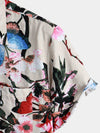 Chemise à manches courtes à imprimé floral papillon pour hommes