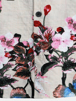 Chemise à manches courtes à imprimé floral papillon pour hommes