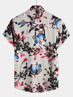 Chemise à manches courtes à imprimé floral papillon pour hommes