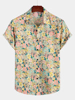 Lot de 4| Chemise respirante à manches courtes en coton imprimé pour hommes