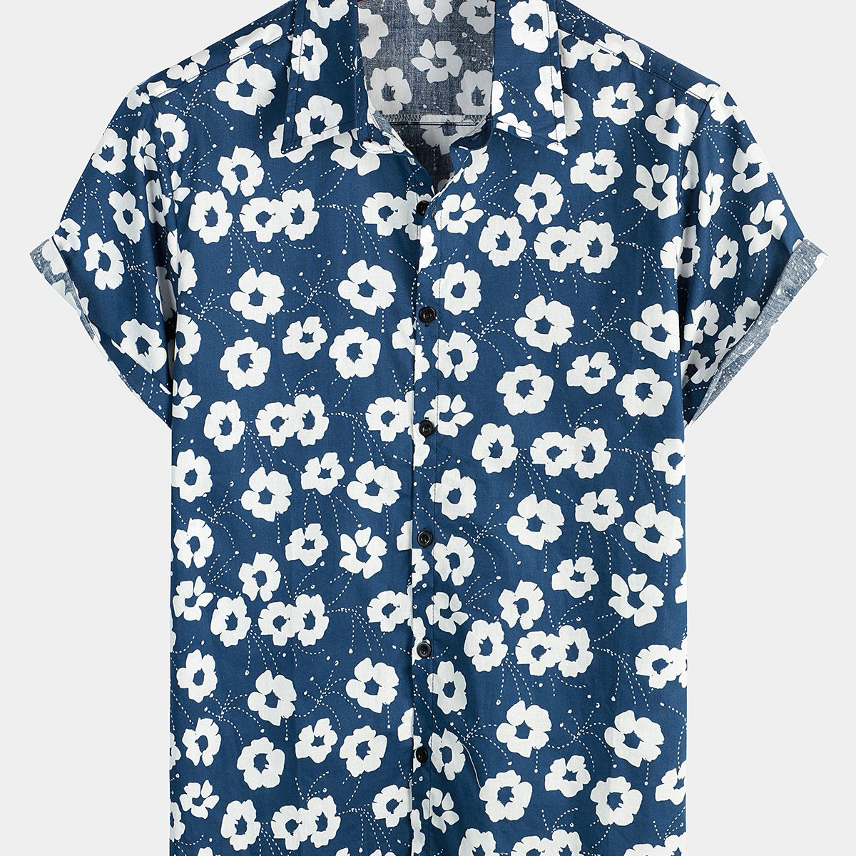 Chemise décontractée en coton à fleurs pour hommes