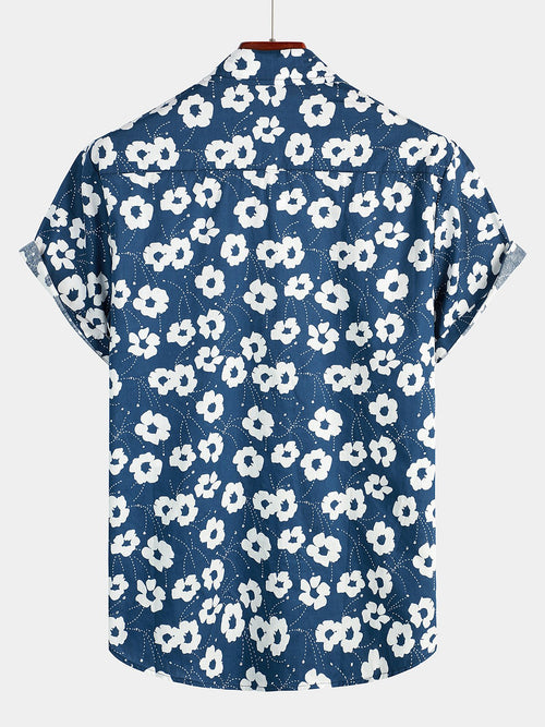 Chemise décontractée en coton à fleurs pour hommes