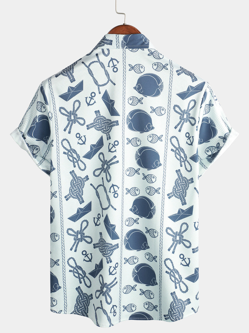 Chemise hawaïenne boutonnée à manches courtes Aloha Beach pour hommes