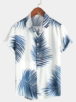 Chemise boutonnée à manches courtes Aloha Summer Palm Tree Leaf pour hommes