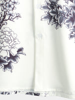Chemise de villégiature décontractée à manches courtes à imprimé fleuri gris pour hommes