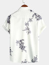Chemise de villégiature décontractée à manches courtes à imprimé fleuri gris pour hommes