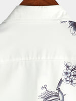 Chemise de villégiature décontractée à manches courtes à imprimé fleuri gris pour hommes