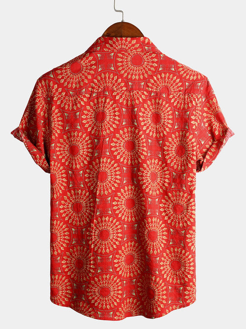 Chemise à manches courtes rétro boutonnée d'été disco vintage des années 70 pour hommes