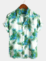 chemise d'homme en pur coton à imprimé style de vacances hawaïennes