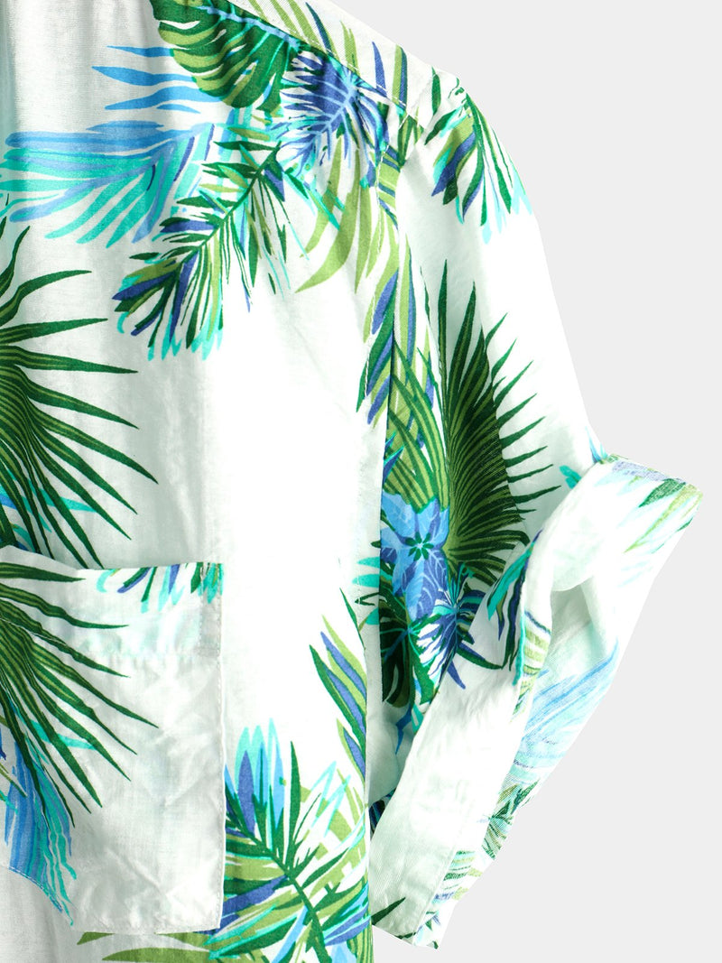 chemise d'homme en pur coton à imprimé style de vacances hawaïennes