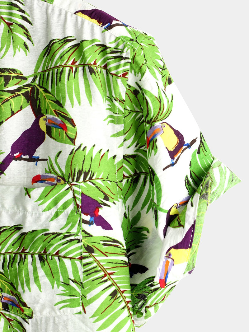 chemise d'homme en pur coton à imprimé style de vacances hawaïennes