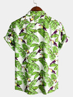 chemise d'homme en pur coton à imprimé style de vacances hawaïennes