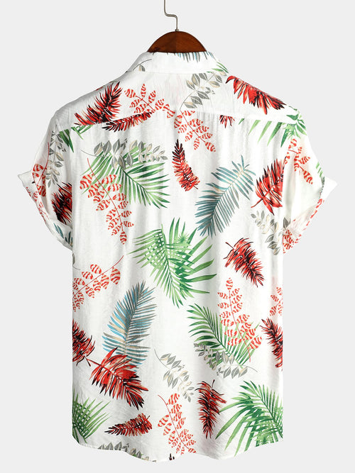 chemise d'homme en pur coton à imprimé style de vacances hawaïennes