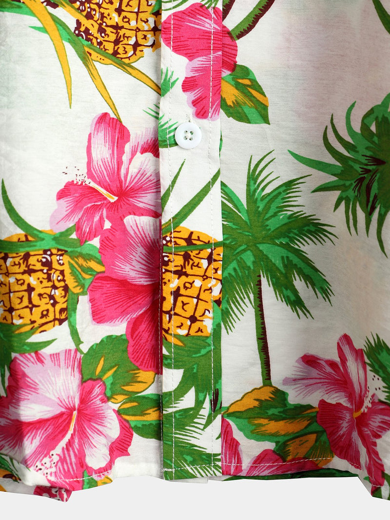chemise d'homme en pur coton à imprimé style de vacances hawaïennes
