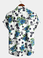 chemise d'homme en pur coton à imprimé style de vacances hawaïennes