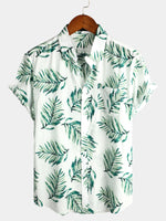 chemise d'homme en pur coton à imprimé style de vacances hawaïennes