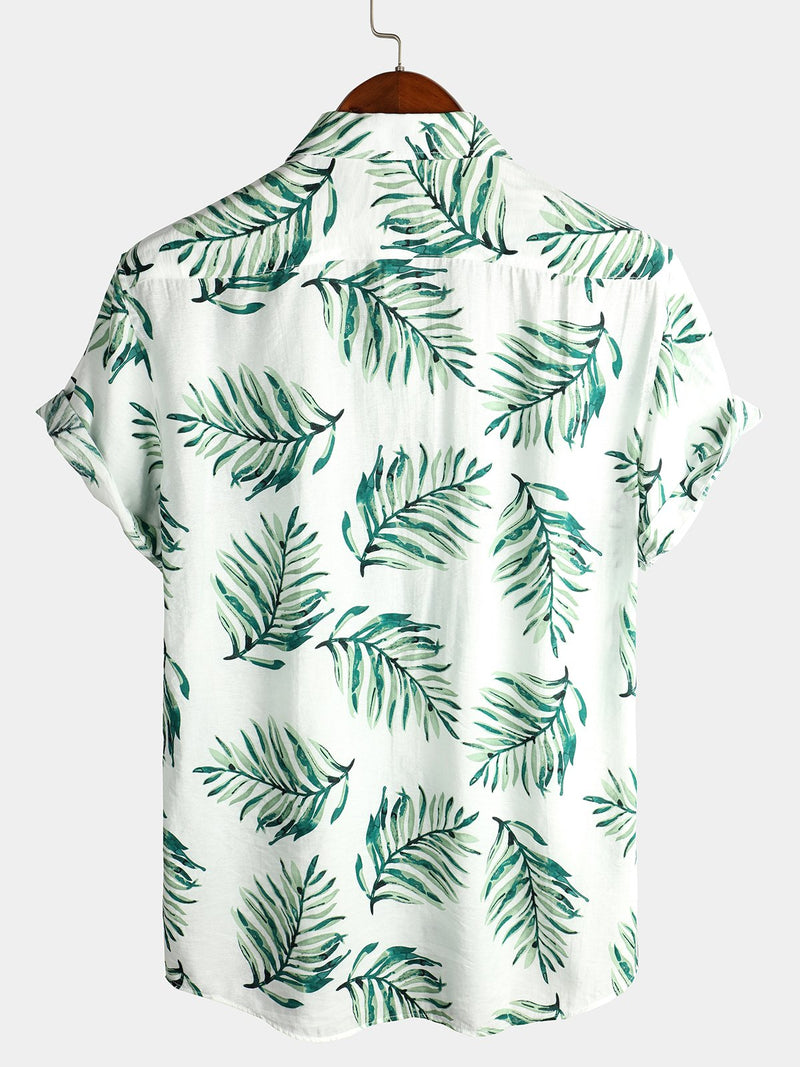 chemise d'homme en pur coton à imprimé style de vacances hawaïennes