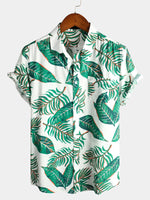 chemise d'homme en pur coton à imprimé style de vacances hawaïennes