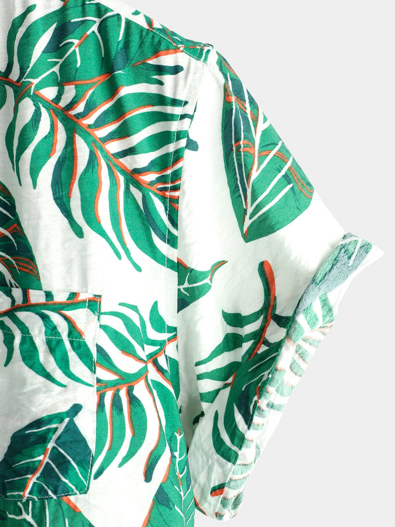 chemise d'homme en pur coton à imprimé style de vacances hawaïennes