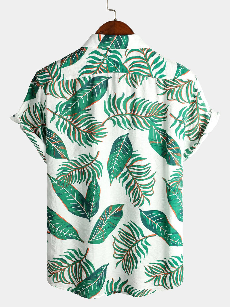chemise d'homme en pur coton à imprimé style de vacances hawaïennes