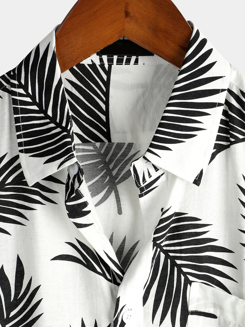 chemise d'homme en pur coton à imprimé style de vacances hawaïennes