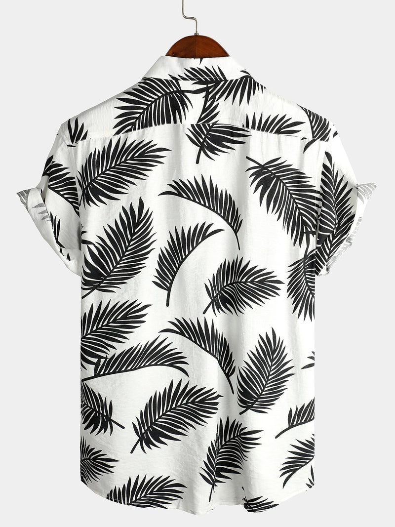 chemise d'homme en pur coton à imprimé style de vacances hawaïennes