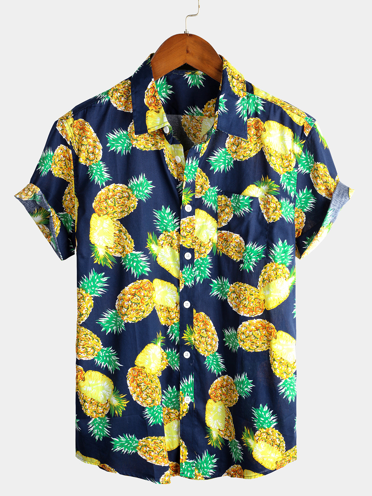 Chemises en coton ananas à manches courtes pour hommes