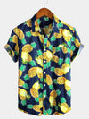 Chemise à manches courtes en coton ananas pour homme