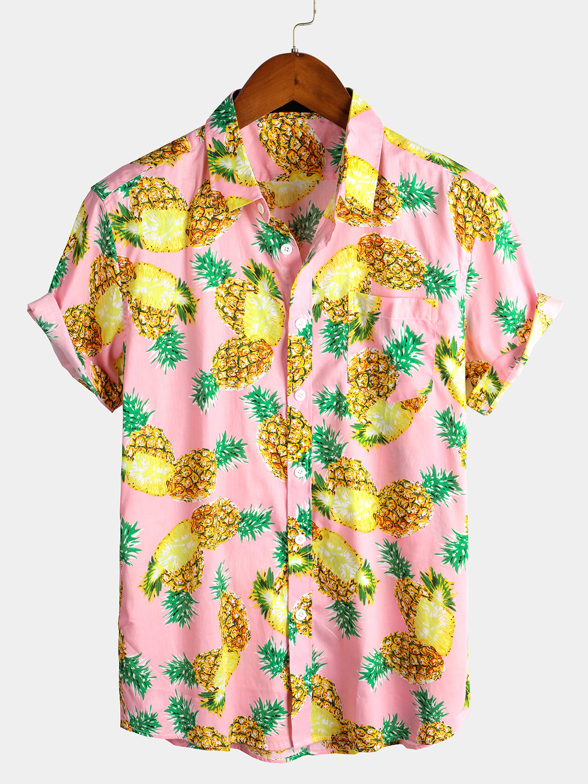 Chemises en coton ananas à manches courtes pour hommes