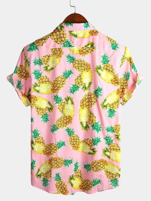 Chemise à manches courtes en coton ananas pour homme