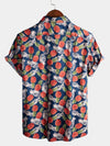 chemise d'homme en pur coton à imprimé style de vacances hawaïennes