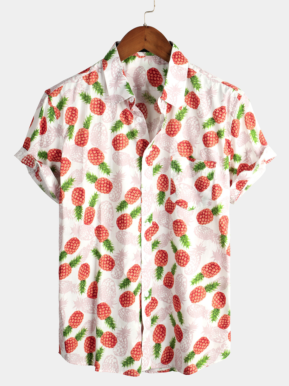 chemise d'homme en pur coton à imprimé style de vacances hawaïennes