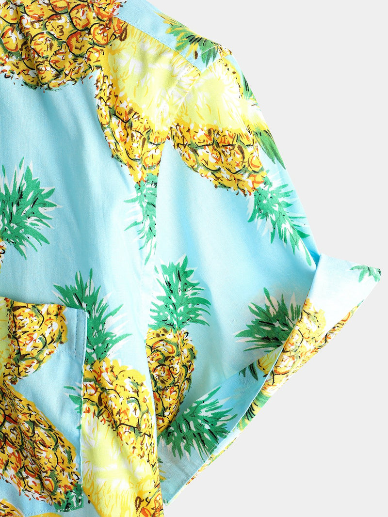 Chemise à manches courtes en coton ananas pour homme