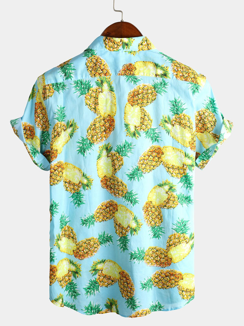 Chemise à manches courtes en coton ananas pour homme