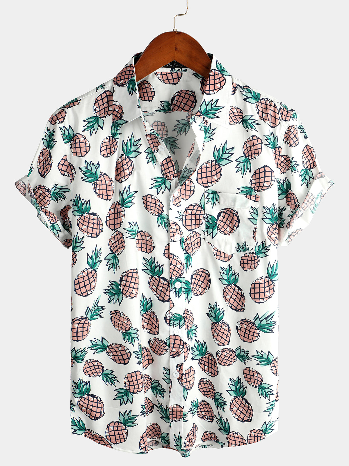 chemise d'homme en pur coton à imprimé style de vacances hawaïennes