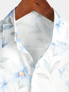 Chemise de plage à manches courtes pour homme avec imprimé floral bleu décontracté