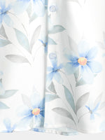 Chemise de plage à manches courtes pour homme avec imprimé floral bleu décontracté