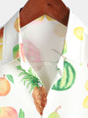 Chemise hawaïenne boutonnée à manches courtes à imprimé fruit pastèque citron ananas pour homme