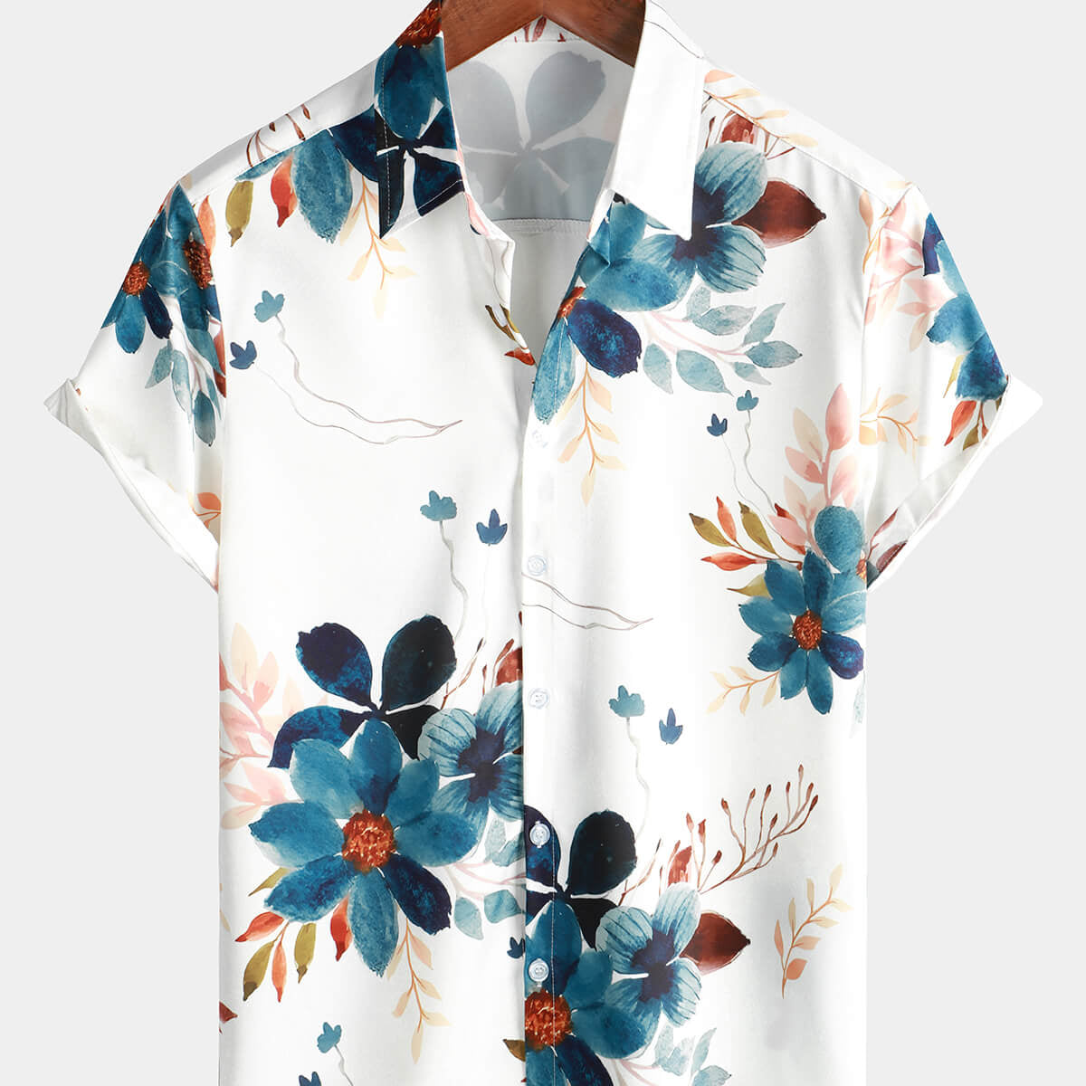 Chemise hawaïenne boutonnée à fleurs d'été à manches courtes pour hommes