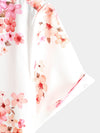 Chemise hawaïenne boutonnée à fleurs de cerisier roses à manches courtes et imprimé floral pour hommes