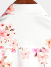 Chemise hawaïenne boutonnée à fleurs de cerisier roses à manches courtes et imprimé floral pour hommes