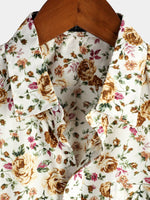 Chemise à manches courtes en coton à imprimé rose pour homme