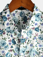 Chemises en coton rose à manches courtes pour hommes