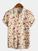 Chemises en coton rose à manches courtes pour hommes